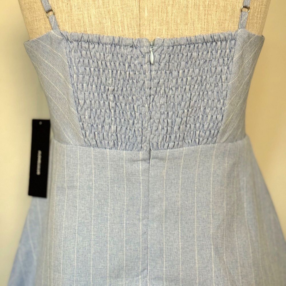 Lulu's Dress Women‎ Medium Blue White Shoreline Stripes Sleeveless Skater Dress - Picture 5 of 16